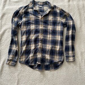 Sonoma Navy and Beige Plaid Shirt